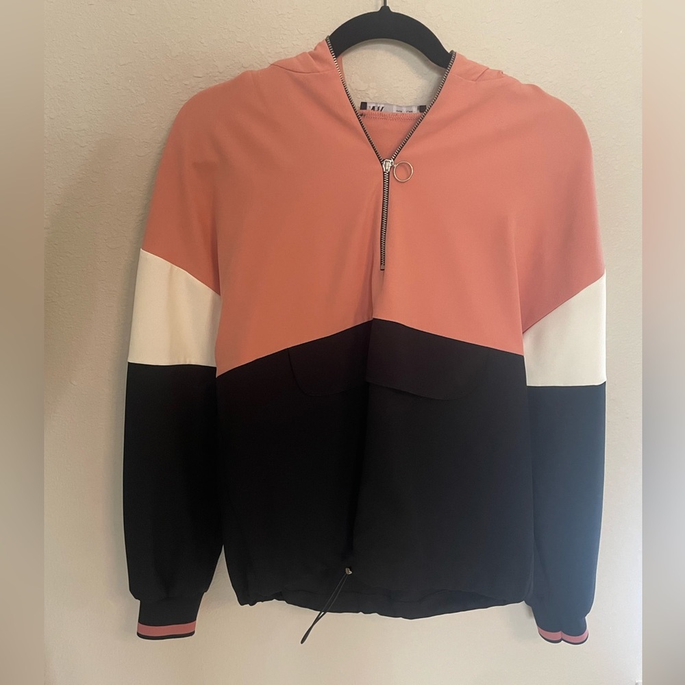 Tri colored quarter zip waterproof Zara jacket
